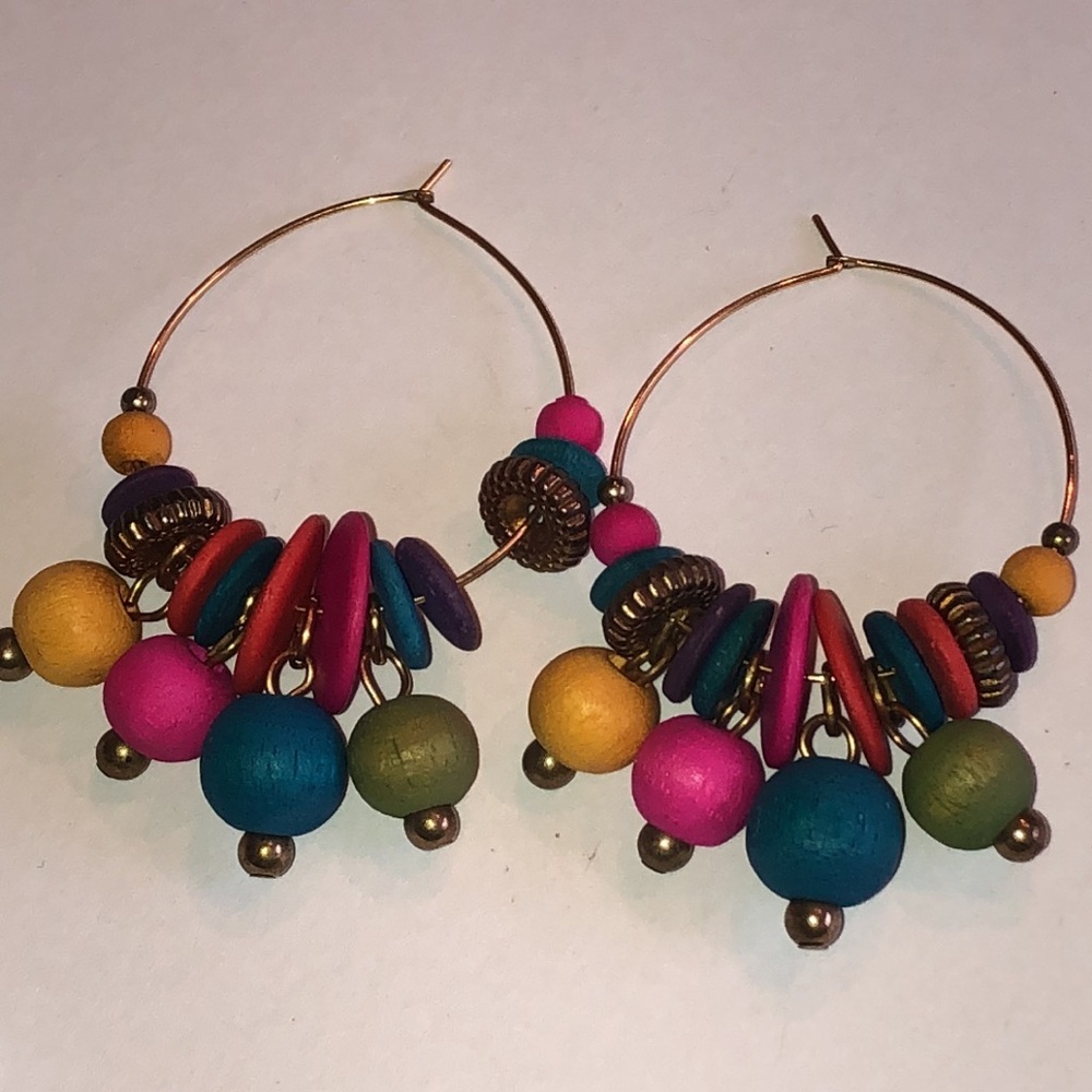 Colorful Beaded Boho Hoop Earrings